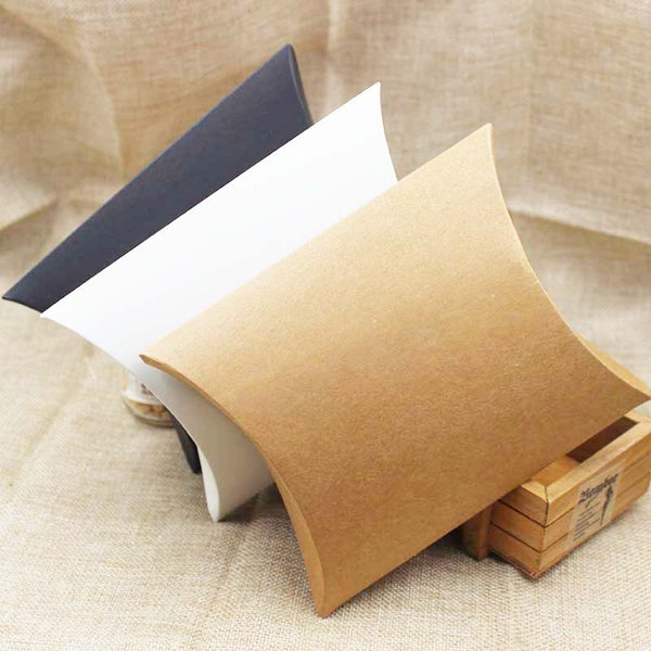 FeiLuanCustom Pillow Gift Box Kraft/Black/White Cardboard Paper Candy Packing Box Mutli Size 20pc Per Lot Custom Logo Cost Extra