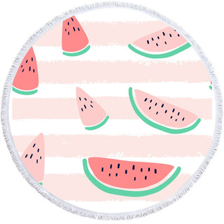 Buy pattern-3 Summer Watermelon Round Beach Towels Thick Bath Shower Towel 150cm Yoga Picnic Circle Mat Carpet Blanket Serviette De Plage