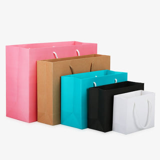 Custom Logo Small White Kraft Paper Packaging Bag,pink Garment Gift Paper Bag With Handles,small Black Paper Shopping Bag