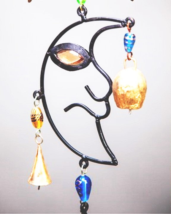 Celestial Sun and Moon Chime With  Beads