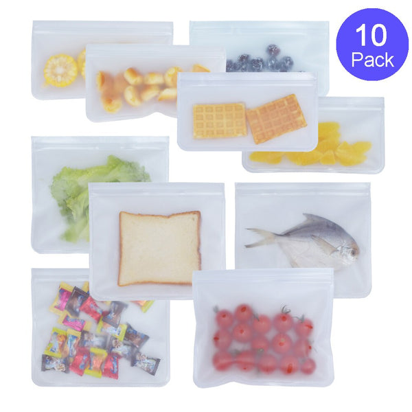 Food Storage Bag Reusable Freezer Bag PEVA Ziplock Silicone Bag Leakproof Top Kitchen Organizer