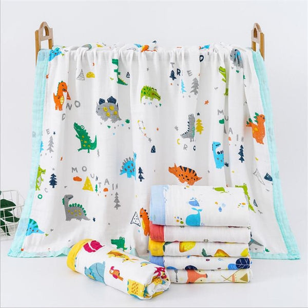 110x120cm 4 and 6 Layers Muslin Bamboo Cotton Newborn Baby Receiving Blanket Swaddling Kids Children Baby Sleeping Blanket