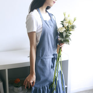 Buy blue Long BBQ Bib Kitchen Apron