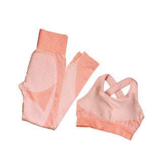 Buy pink-bra-sets Women&#39;s Seamless Yoga Set Summer Long-Sleeved T-Shirt Yoga Clothing Sports Fitness Bra Elastic Running Training Yoga Pants