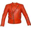 Red Brando Quilted Biker Leather Jacket