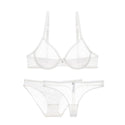 Varsbaby Sexy Mesh Lace Underwear Transparent Unlined 1 Bra+2 Panties Bra Set Plus Size 32-42cde