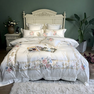 800TC Egyptian Cotton Luxury Embroidery White Bedding Set