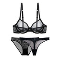 Varsbaby Sexy Mesh Lace Underwear Transparent Unlined 1 Bra+2 Panties Bra Set Plus Size 32-42cde