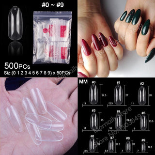 TKGOES 250 Pieces Same Size, 500 Pieces 10 Sizes Acrylic Oval Nail Tips False Nails Clear Full Cover Fake Nail Art Tips French - Webster.direct