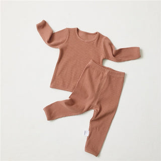 Buy dark-pink Toddler 2019 Hot Sale Children Clothes for Boys Girls Ribbed Set With Full Sleeve Kids Soft Autumn Winter Cloth Baby Pants 2 Pcs