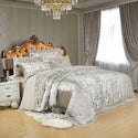 Sliver Gold Luxury Silk Satin Jacquard Duvet Cover Bedding Set