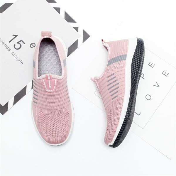 Women Flat Shoes Knit Woman Casual Slip on Vulcanized Shoes Female Mesh Soft Breathable Women's Footwear for Ladies Sneaker