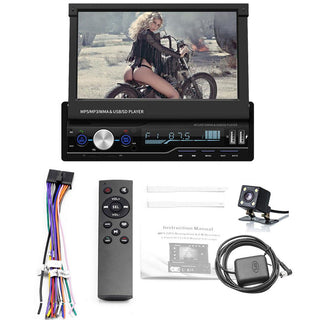 7" 1 DIN Touch Screen Car Black MP5 Player GPS Sat NAV Bluetooth Stereo Retractable ABS Metal Radio Camera Radio Android