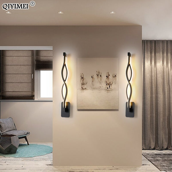 Modern Minimalist Wall Lamps Living Room Bedroom Bedside 16W AC96V-260V LED Sconce Black White Lamp Aisle Lighting Decoration