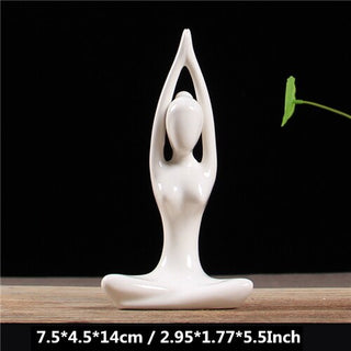 Buy 8 VILEAD 12 Styles White Ceramic Yoga Figurines Ename Yoga Miniatures Abstract Yog Stattues Yoj Figurines Vintage Home Decor