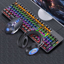 Mechanical Keyboard Black Axis Blue Switch Retro Punk Gaming Keyboard Mouse Headphone Three Piece Set Cable for Desktop Loptap