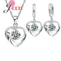 Top Quality 925 Sterling Silver Wedding Jewelry Set Necklace Earrings for Women Crystal Heart LOVE Anniversary Gift